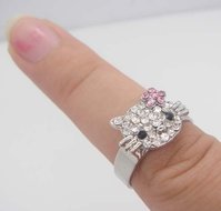 Hello Kitty strass ring, Zilverkleurig